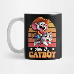 Cartoon Cowboy Mouse Riding on Cat - Little Big Catboy Mug